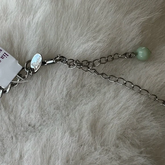 Lia Sophia NWT "Fondant" Necklace Silver Tone Aqua Mint Smoky Stones & Crystals - Picture 5 of 11